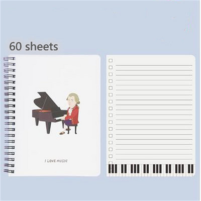 ÚJ! Piano Pattern Notebook Iron Circle Egyszerű Jegyzettömb tanulási irodai eszközök