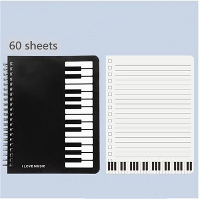 ÚJ! Piano Pattern Notebook Iron Circle Egyszerű Jegyzettömb tanulási irodai eszközök