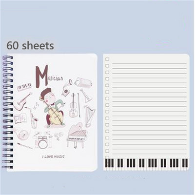 ÚJ! Piano Pattern Notebook Iron Circle Egyszerű Jegyzettömb tanulási irodai eszközök