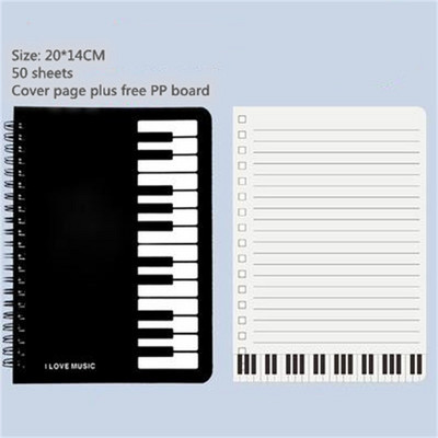 ÚJ! Piano Pattern Notebook Iron Circle Egyszerű Jegyzettömb tanulási irodai eszközök