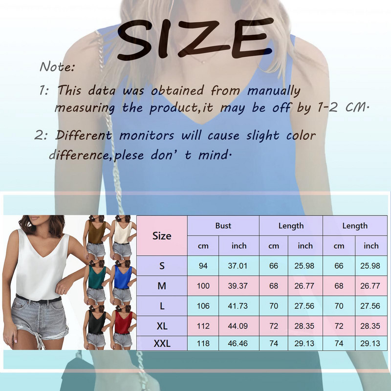 Krekli bez piedurknēm Satīna zīda topi sievietēm Solid V kakla zīda krekls Vasaras satīna blūze Basic Camisole Elegant Office Lady