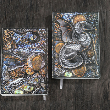3D Flying Dragon Journal Релефна тетрадка за писане, ръчно изработена кожена корица A5, тетрадки, подарък за мъже, мисли за пътуване, бележки, поезия
