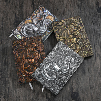 3D Flying Dragon Journal Ανάγλυφο σημειωματάριο γραφής Χειροποίητο δερμάτινο κάλυμμα Α5 Τετράδια Δώρο για άνδρες Σκέψεις ταξιδιού Σημειώσεις Ποίηση