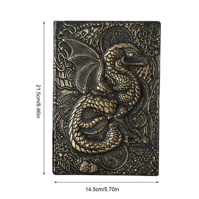 3D Lidojošs pūķis Žurnāls Reljefs Rakstīšanas Piezīmju grāmatiņa Roku darbs Ādas Vāks A5 Piezīmju grāmatiņas Dāvana Vīriešiem Ceļojumi Domas Piezīmes Dzeja