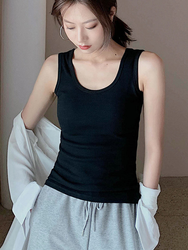 Летни дълги плетени дамски ребрени потници Дамски SeeThrough Frances Style Simple Vest Big Stretch Basic Slim Plain Knitwears