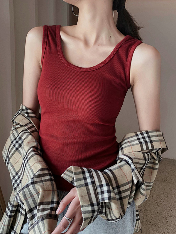 Летни дълги плетени дамски ребрени потници Дамски SeeThrough Frances Style Simple Vest Big Stretch Basic Slim Plain Knitwears