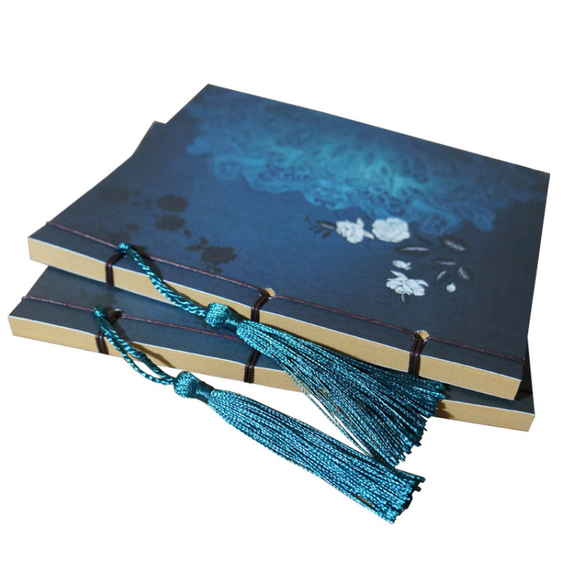 Kinų stiliaus mėlynos rožės spalvos dienoraščio užrašų knygelė kutai Kanceliarinės prekės Retro gėlių eskizų knygelė Žurnalas Tuščias sąsiuvinis Chinoiserie menas