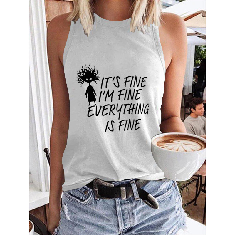 Kanchiii pieguļošs sieviešu tops dizains personalizēts krāsu mozaīkas apdruka Street veste top o-kakla vasaras modes jauna veste