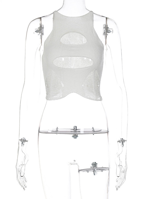 Hugcitar trikotāžas, masīvs, dobs caurums, seksīgs, 2023. gada vasaras sieviešu modes ielas apģērbu klubs Grunge apģērbs