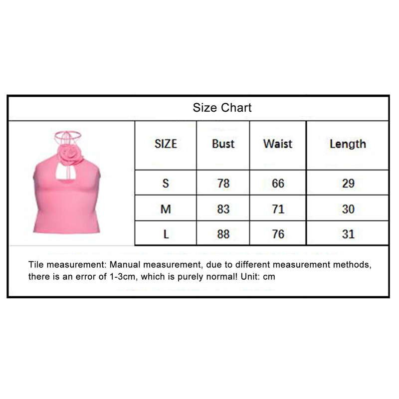 y2k Crop Top 2023 Summer Sieviešu 3D Ziedi Sasienama Kakls Bez Piedurknēm Vese Slim Fit Krekls 2000. gadu apģērbi Ielu apģērbi