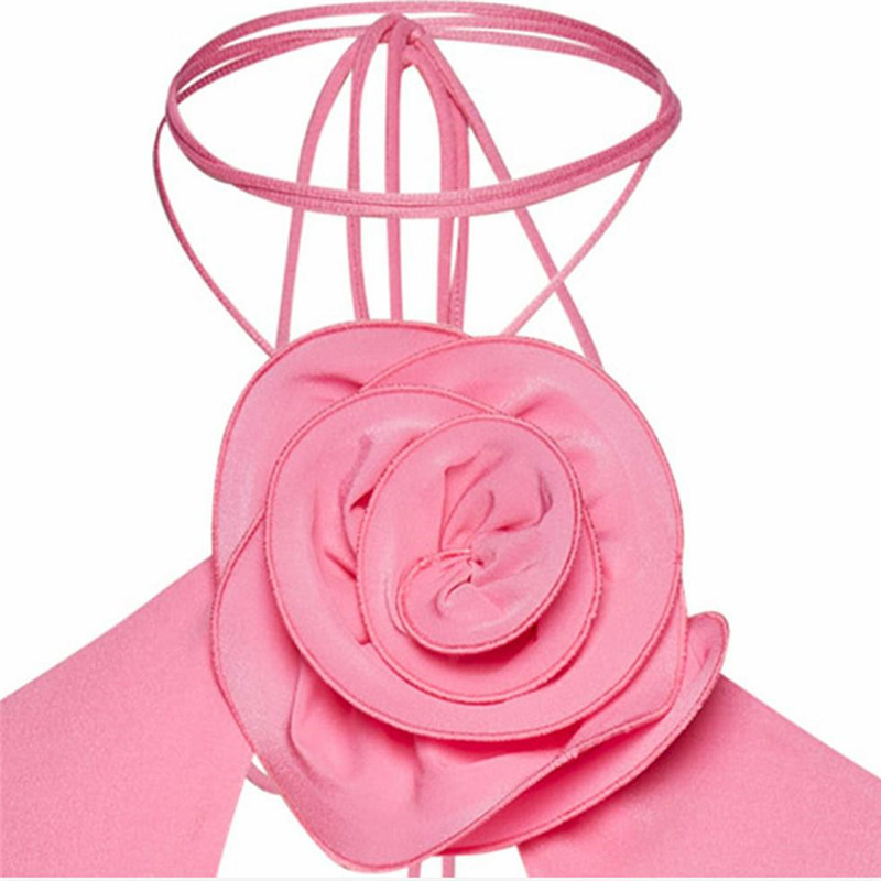 y2k Crop Top 2023 Summer Sieviešu 3D Ziedi Sasienama Kakls Bez Piedurknēm Vese Slim Fit Krekls 2000. gadu apģērbi Ielu apģērbi