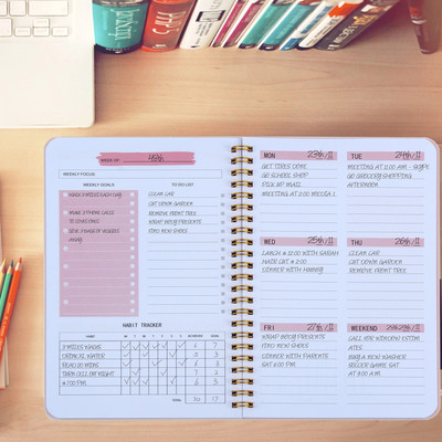 2023 A5 Agenda Planner Бележник Дневник Weekly Planner Цел Навици Графици Дневник Тетрадки За училище Канцеларски материали Офис