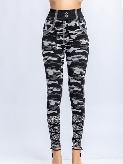 CUHAKCI terepszínű nyomott leggings női varrat nélküli farmer sport magas derekú harisnya edzés Fitness elasztikus nadrág Stretch jegging
