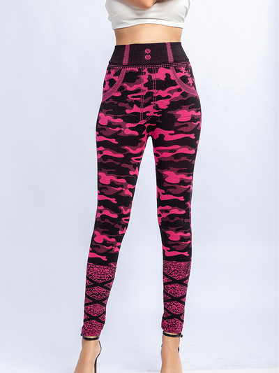 CUHAKCI terepszínű nyomott leggings női varrat nélküli farmer sport magas derekú harisnya edzés Fitness elasztikus nadrág Stretch jegging