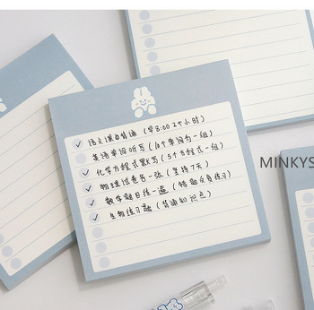 MINKYS Kawaii Rabbit 60 листа Memo Sticky Note Paper Daily To Do It Check List Paperlaria Училищни канцеларски материали