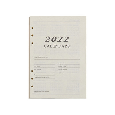 2022 Ημερήσια Εβδομαδιαία Μηνιαία Ανταλλακτικά Αγγλικών Planner για A5 Ring Binder από Ιαν. 2022 έως Δεκ. 2022 6-Hole Punched 172 Sheets 3XUE