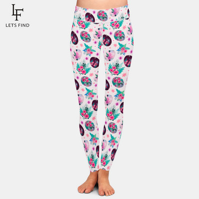 LETSFIND 2021 Fashion 3D Rabbit Happy Easter λαγουδάκι που κρατά χρωματιστό τύπωμα αυγού Γυναικείο κολάν ψηλόμεσο κολάν προπόνησης
