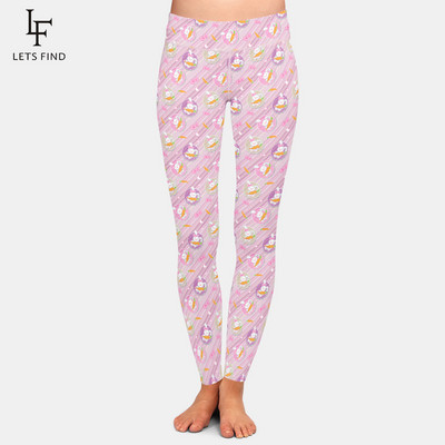 LETSFIND 2021 Fashion 3D Rabbit Happy Easter λαγουδάκι που κρατά χρωματιστό τύπωμα αυγού Γυναικείο κολάν ψηλόμεσο κολάν προπόνησης