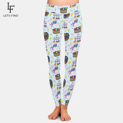 LETSFIND 2021 Fashion 3D Rabbit Happy Easter λαγουδάκι που κρατά χρωματιστό τύπωμα αυγού Γυναικείο κολάν ψηλόμεσο κολάν προπόνησης