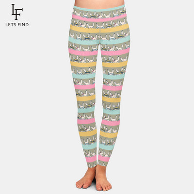 LETSFIND 2021 Fashion 3D Rabbit Happy Easter λαγουδάκι που κρατά χρωματιστό τύπωμα αυγού Γυναικείο κολάν ψηλόμεσο κολάν προπόνησης