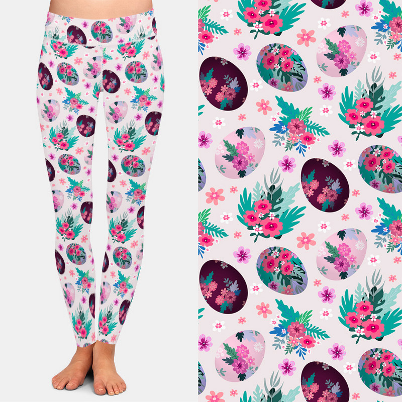 LETSFIND 2021 modes 3D Trusis Priecīgu Lieldienu zaķis, kas tur ar krāsainu olu apdruku Sieviešu legingi ar augstu vidukli