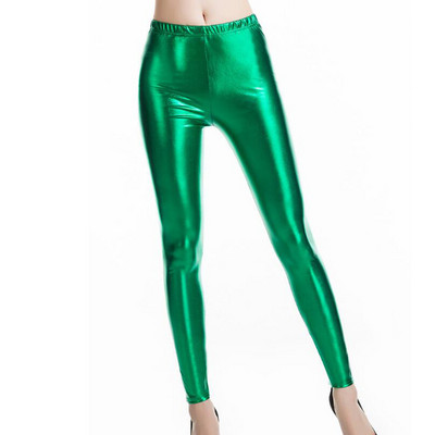 VISNXGI Γυναικεία Glitter Skinny Faux λουστρίνι κολάν Pencil ψηλόμεση γυαλιστερό χρυσό Push Up Πανκ παντελόνι γυμναστικής για τρέξιμο Τζέγκινγκ
