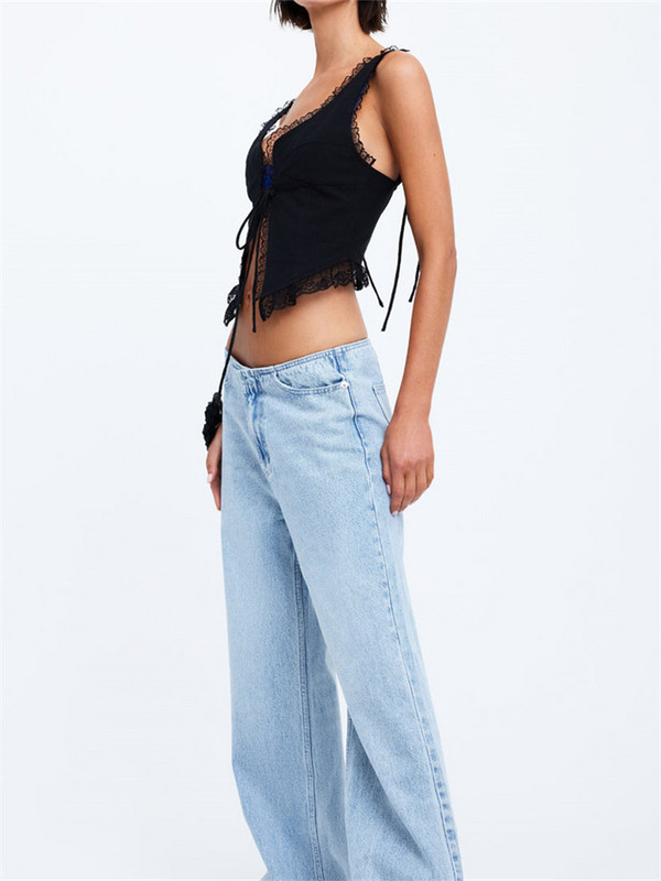 CHRONSTYLE Sieviešu Y2K mežģīņu priekšpuse, piesienama, apgriezta, seksīga pasaku grunge spageti siksniņa Camisole vasaras jauki mini veste