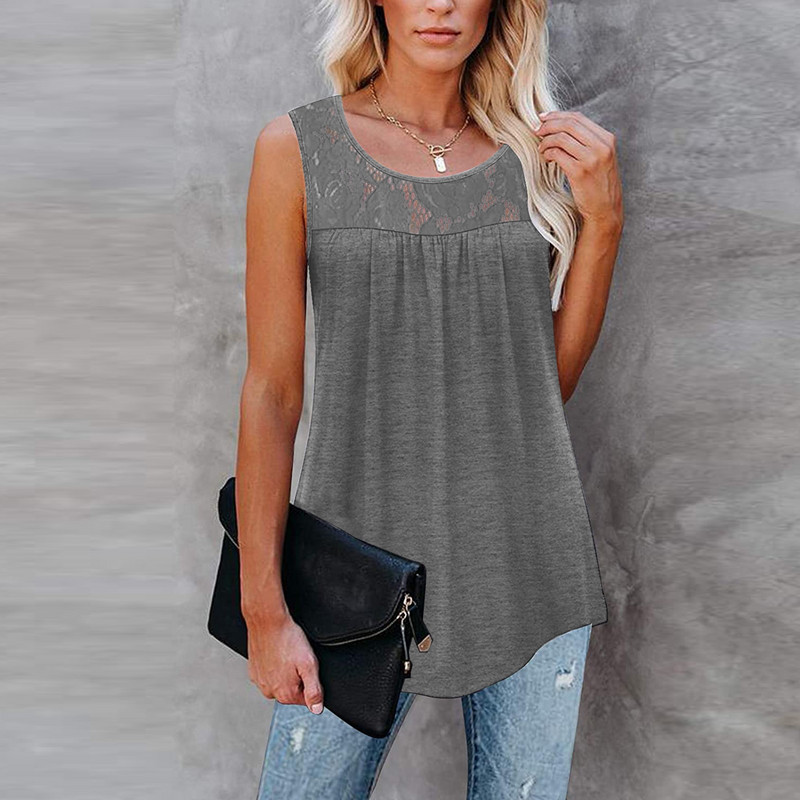 Liela izmēra 5xl Sieviešu veste O Kakls Bezpiedurknēm Mežģīņu Aktīvie Topi Volāni Brīvi Tunika Blūze Sieviešu T-krekls Vasaras ballīšu topi