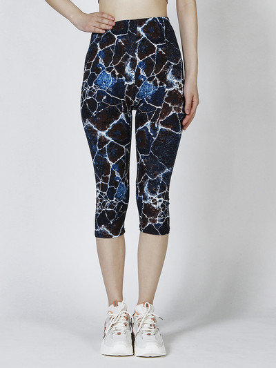 CUHAKCI Summer Printing Γυναικεία κολάν Cropped Παντελόνι Casual Stretched Graffiti Γραβάτα Βαμμένο Ελαστικό Κάπρι