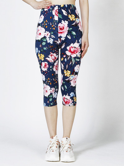 CUHAKCI Summer Printing Γυναικεία κολάν Cropped Παντελόνι Casual Stretched Graffiti Γραβάτα Βαμμένο Ελαστικό Κάπρι