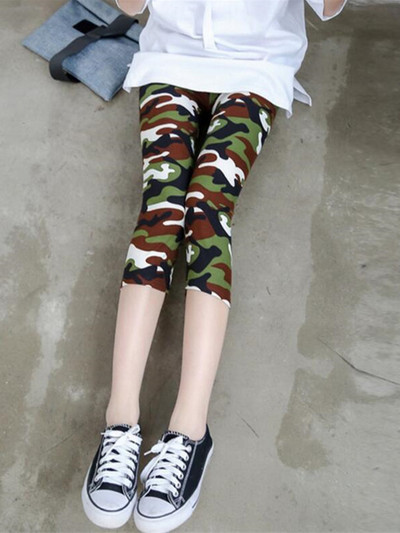 CUHAKCI Summer Printing Γυναικεία κολάν Cropped Παντελόνι Casual Stretched Graffiti Γραβάτα Βαμμένο Ελαστικό Κάπρι