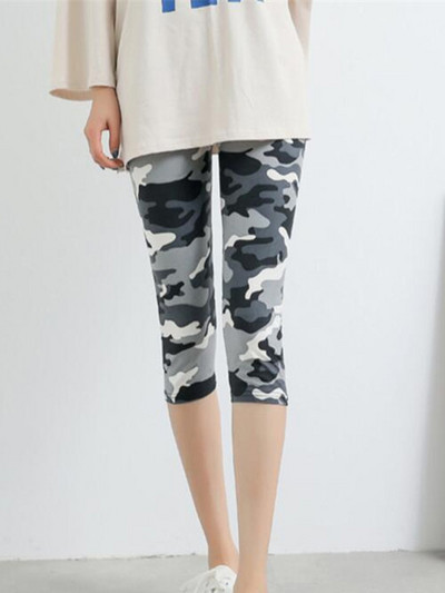 CUHAKCI Summer Printing Γυναικεία κολάν Cropped Παντελόνι Casual Stretched Graffiti Γραβάτα Βαμμένο Ελαστικό Κάπρι