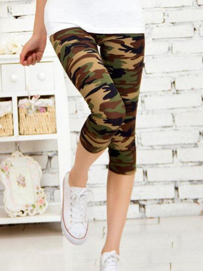CUHAKCI Summer Printing Γυναικεία κολάν Cropped Παντελόνι Casual Stretched Graffiti Γραβάτα Βαμμένο Ελαστικό Κάπρι