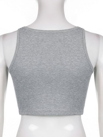 Χαμηλής κοπής Basic Crop Tank Tops Κουμπιά Αμάνικα Casual Κορεάτικα καλοκαιρινά Camis Tee Streetwear Harajuku Lady Κορεάτικη στολή