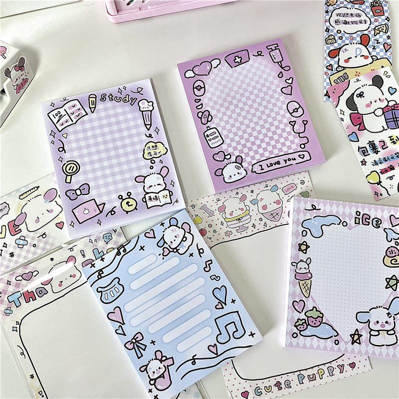 50 loksnes korejiešu ins Cute kucēns piezīmju bloks Scrapbooking žurnālu kolāža DIY piezīmju grāmatiņas Biroja atvaļinājuma ziņojuma piezīmes Kawaii kancelejas preces