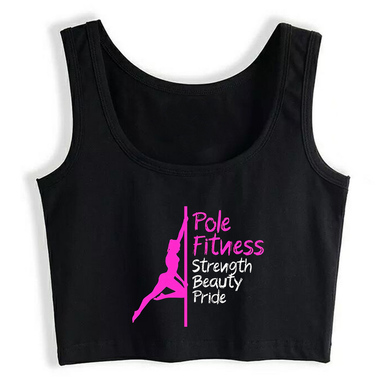 Pole Fitness Print Elpojošs Slim Fit Tank Top sieviešu jogas deju treniņu Crop Tops Summer Camisole