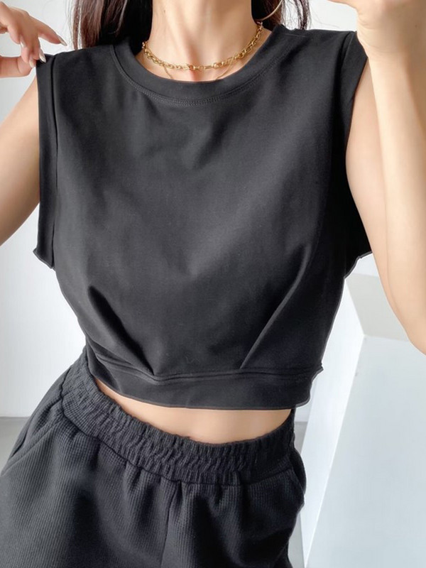 Jaunums Pavasaris Vasaras vienkrāsains ikdienišķs brīvs, īss O veida kaklasaites topis Sporta veste salokāma augšdaļa