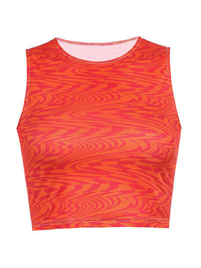 Σέξι γιλέκα 2023, 90s Aesthetics με ριγέ στάμπες Crop Tops Y2K Καλοκαιρινό streetwear Αμάνικο με λαιμόκοψη O-λαιμόκοψη πράσινο μωρό τανκ Γυναικεία 2023