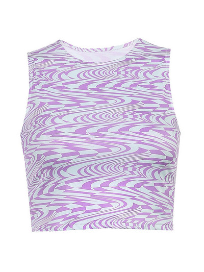 Σέξι γιλέκα 2023, 90s Aesthetics με ριγέ στάμπες Crop Tops Y2K Καλοκαιρινό streetwear Αμάνικο με λαιμόκοψη O-λαιμόκοψη πράσινο μωρό τανκ Γυναικεία 2023