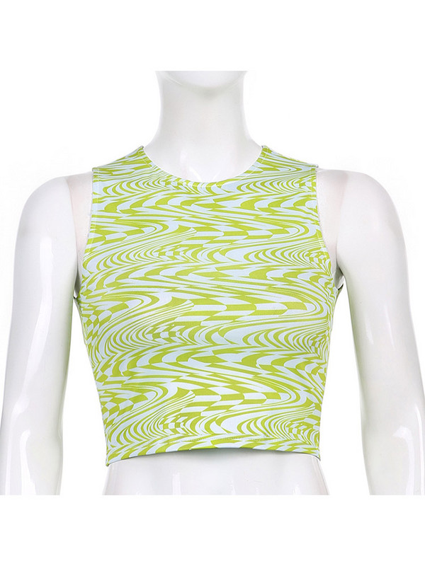 90. gadu estētika, svītraini apdrukāti apgriezti topi, 20 gadu vasaras ielas apģērbs bez piedurknēm, zaļi, mazuļi, sieviešu, 2023. gada seksīgas vestes