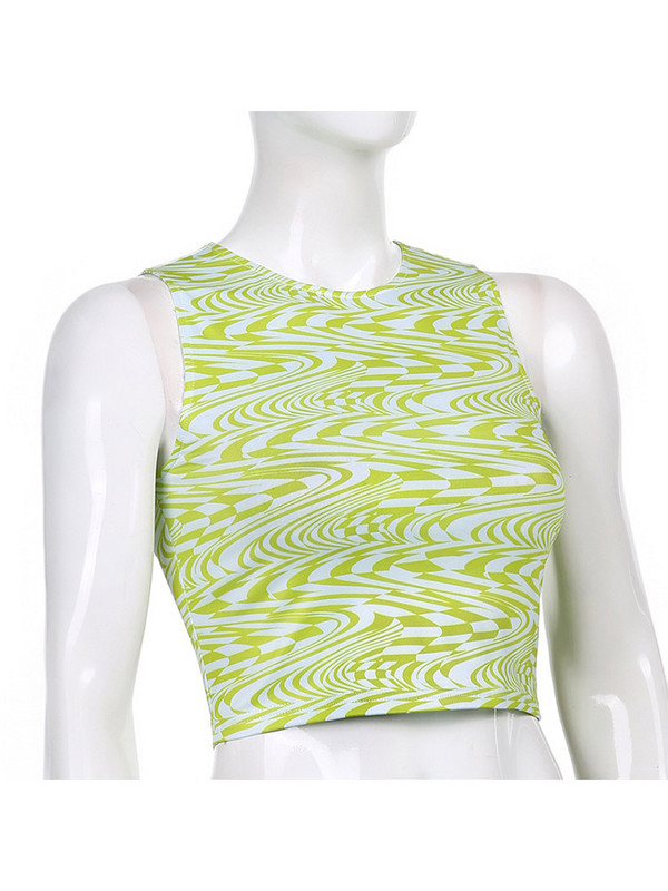 90. gadu estētika, svītraini apdrukāti apgriezti topi, 20 gadu vasaras ielas apģērbs bez piedurknēm, zaļi, mazuļi, sieviešu, 2023. gada seksīgas vestes