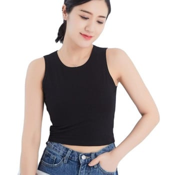 Fitness Skinny Cotton Tank Top Women 2023 Νέο Γυναικείο σφιχτό μπουστάκι Crop Skinny T-shirt Belly Casual Dance φανελάκι τανκ