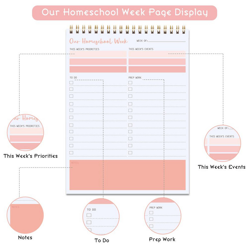 Ikdienas nedēļas plānotāja darba kārtības uzdevumu saraksts piezīmju grāmatiņa 5,5 collu*8,5 collu bezdatētu uzdevumu kontrolsaraksts Piezīmju grāmatiņa Organizēt Plānot biroja preces