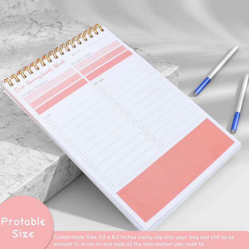 Ikdienas nedēļas plānotāja darba kārtības uzdevumu saraksts piezīmju grāmatiņa 5,5 collu*8,5 collu bezdatētu uzdevumu kontrolsaraksts Piezīmju grāmatiņa Organizēt Plānot biroja preces