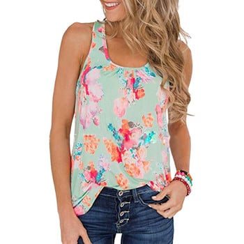 Αμάνικα Γυναικεία Tanks Top Summer Beach Casual Floral Print Loose Tank Top U Neck 2022 Women Loose Γιλέκο