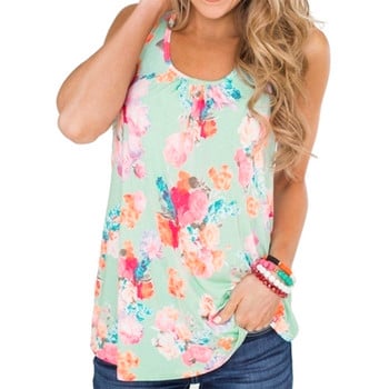 Αμάνικα Γυναικεία Tanks Top Summer Beach Casual Floral Print Loose Tank Top U Neck 2022 Women Loose Γιλέκο