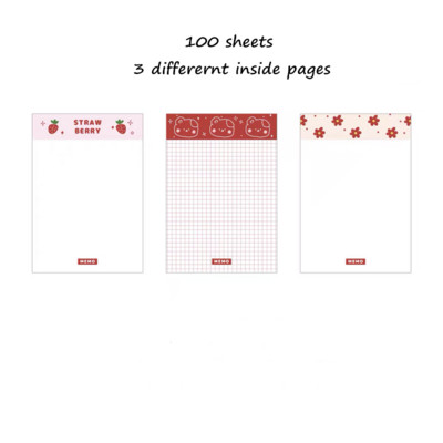 Sharkbang New Arrival Strawberry 100 Sheets Σημειωματάριο Kawaii Χαρτί εκκρεμοτήτων Λίστα σημειώσεων Σημειωματάριο Planner School Stationery