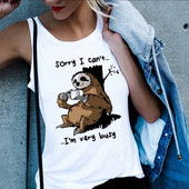 Γυναικεία φανελάκια φανελάκια Streetwear Funny Sloth Print 2020 Summer Harajuku Casual αμάνικα μπλουζάκια Γυναικεία ρούχα μεγάλο μέγεθος S-2XL