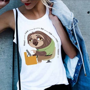 Γυναικεία φανελάκια φανελάκια Streetwear Funny Sloth Print 2020 Summer Harajuku Casual αμάνικα μπλουζάκια Γυναικεία ρούχα μεγάλο μέγεθος S-2XL