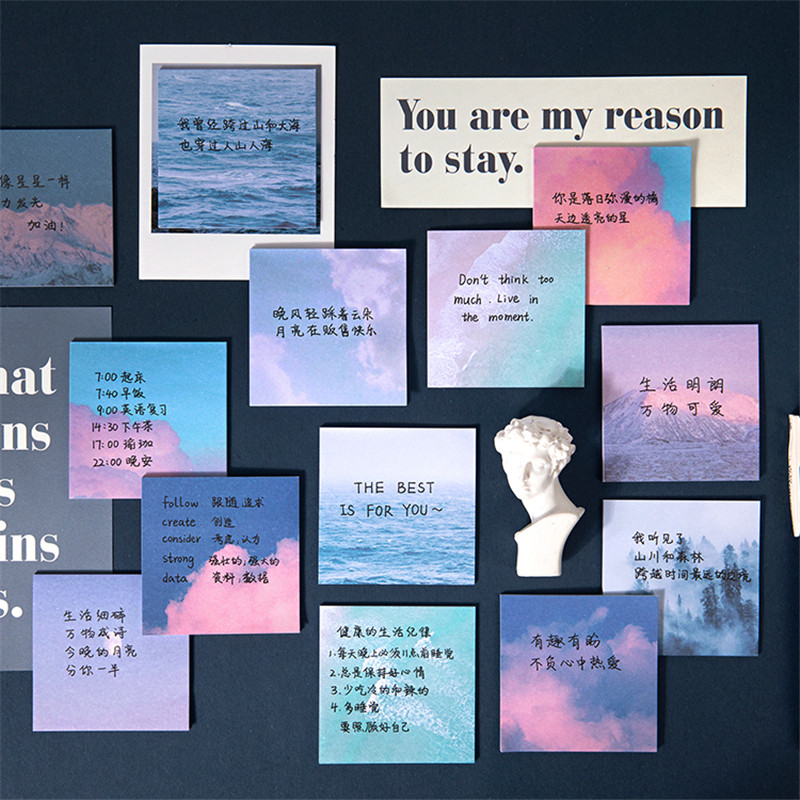 Kalnu ezers un jūra Līmlapiņu komplekts 60 loksnes Debesis mākonis mežs Līmes piezīmju bloks Piezīmju bloks Plānotājs Uzlīmes Biroja skola A6839